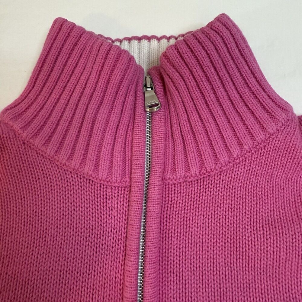Lauren Ralph Lauren Cardigan Sweater Full Zip Pink Med Knit Women Old Money Logo - Picture 2 of 14